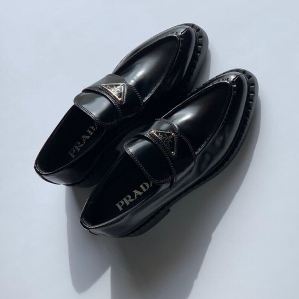 Prada Triangle Logo Loafers Pointed Shoes 39 9 - Picture 5 of 11